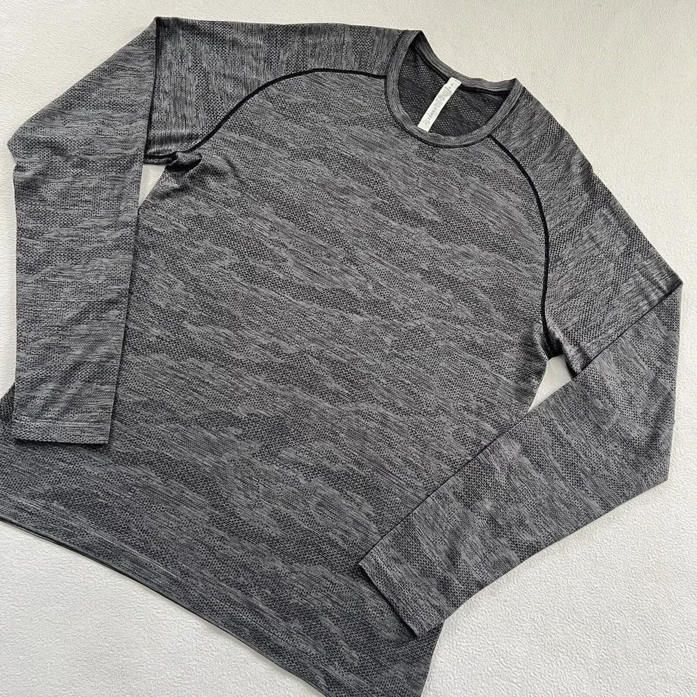 Lululemon Men Black Anchor Gray Camo Mesh Metal Vent Tech Long Sleeve Shirt XL - Picture 2 of 11